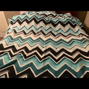 COPY - Boutique teal blk chevron linen duvet cove…